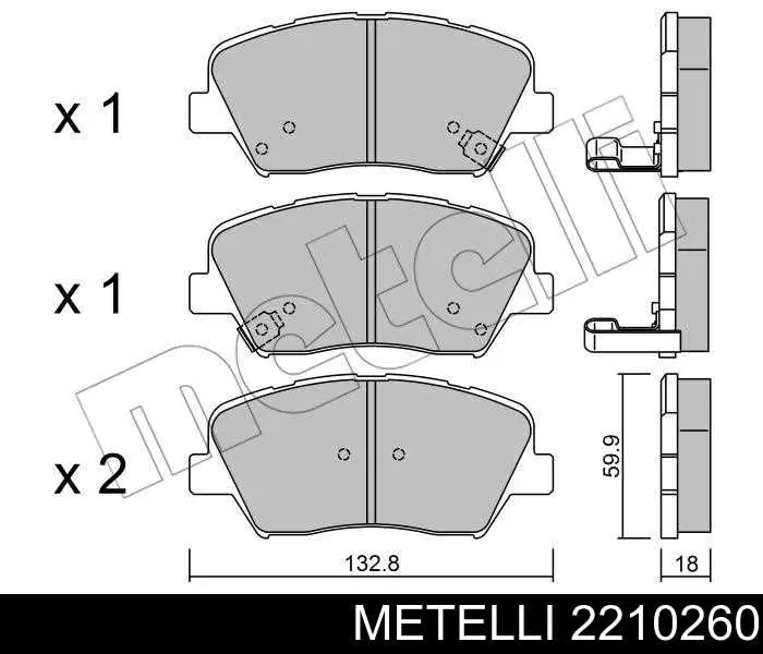 Передние тормозные колодки 2210260 Metelli