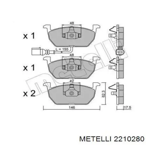 Передние тормозные колодки 2210280 Metelli