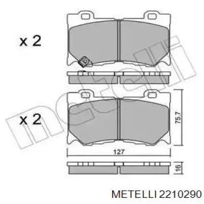 Передние тормозные колодки 2210290 Metelli