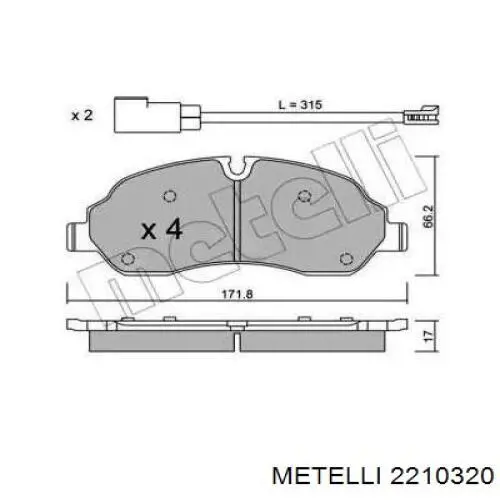 Передние тормозные колодки 2210320 Metelli