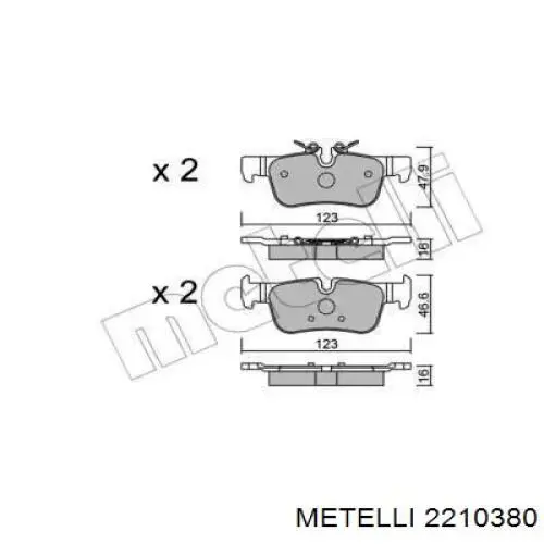 2210380 Metelli Колодки тормозные дисковые комплект