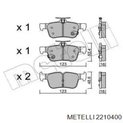 Задние тормозные колодки 2210400 Metelli