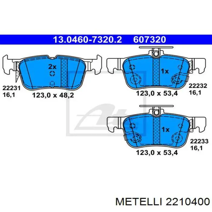 Pastillas de freno traseras 2210400 Metelli