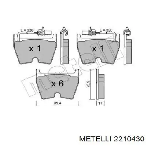 Передние тормозные колодки 2210430 Metelli