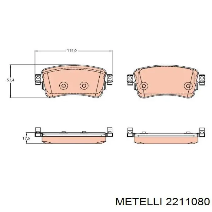 Задние тормозные колодки 2211080 Metelli