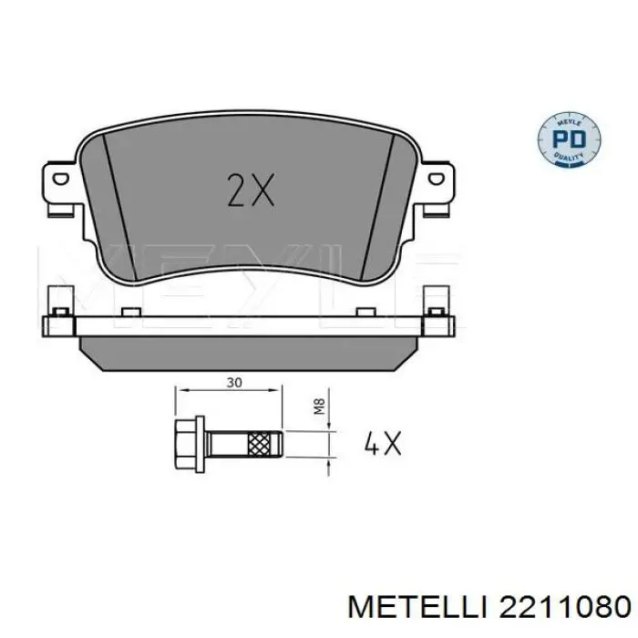 Купить 2211080 Metelli Колодки тормозные задние, дисковые