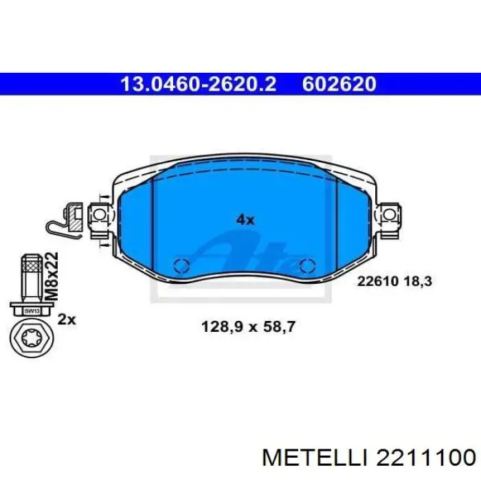 Тормозные колодки Metelli 2211100