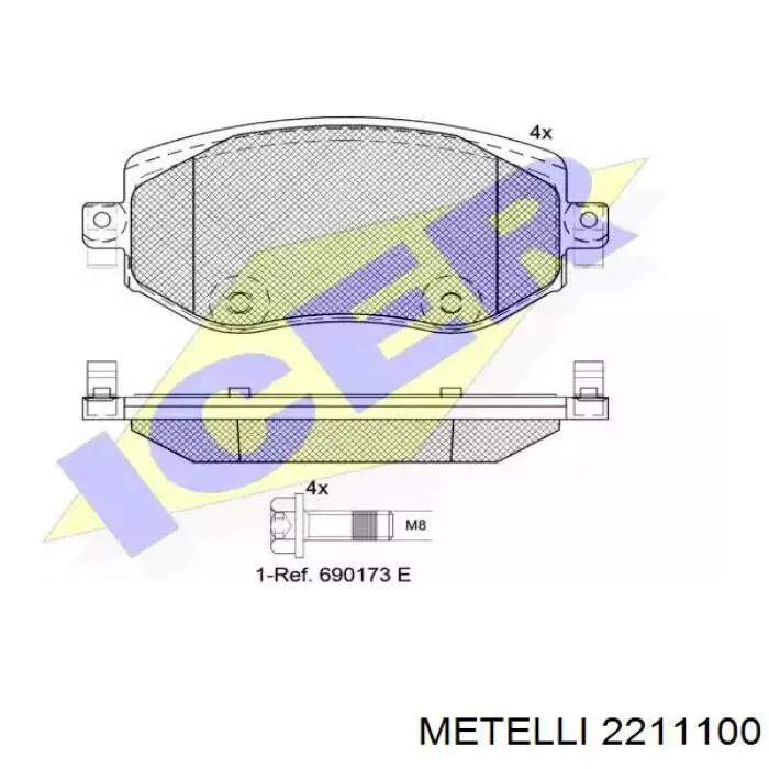 Купить 2211100 Metelli Колодки тормозные