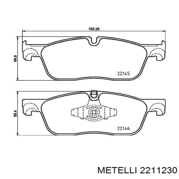 Передние тормозные колодки 2211230 Metelli