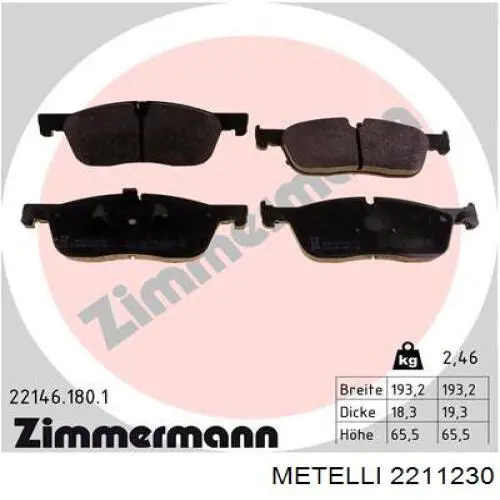 Колодки Metelli 2211230 цена, от 48.99 USD
