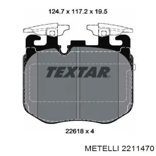 Передние тормозные колодки 2211470 Metelli