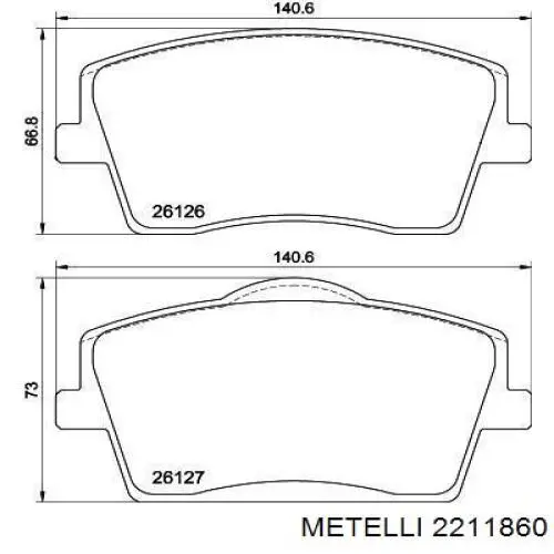 22-1186-0 Metelli sapatas do freio dianteiras de disco