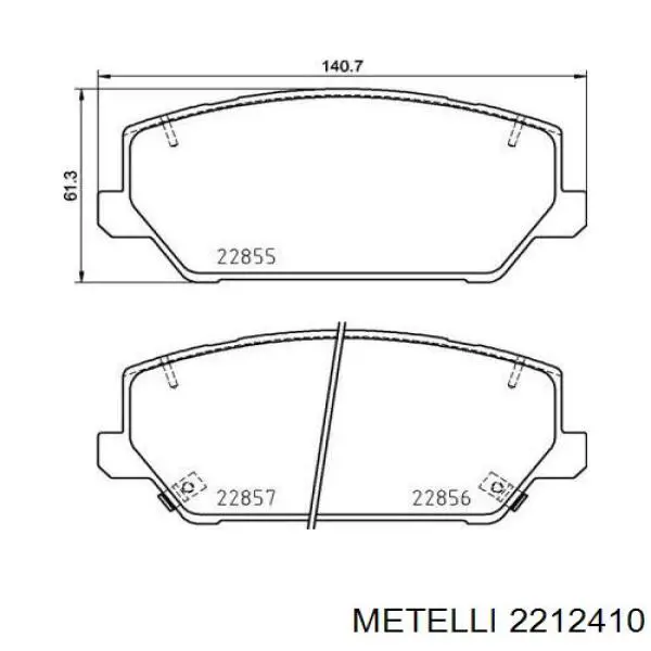 Передние тормозные колодки 2212410 Metelli