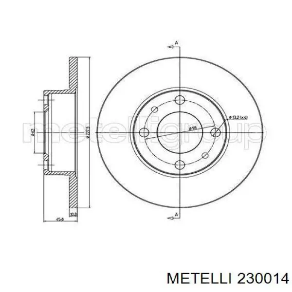 Передние тормозные диски 230014 Metelli