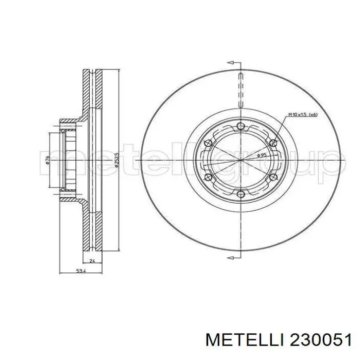 23-0051 Metelli диск тормозной передний