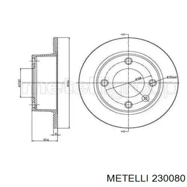 Передние тормозные диски 230080 Metelli