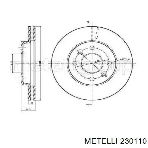 23-0110 Metelli диск тормозной передний