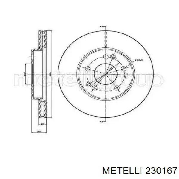 23-0167 Metelli диск тормозной передний