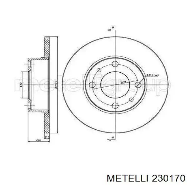 Купить 230170 Metelli Ротор тормозной