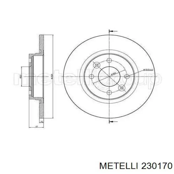 Передние тормозные диски 230170 Metelli