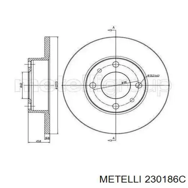 Купить 230186C Metelli Ротор тормозной