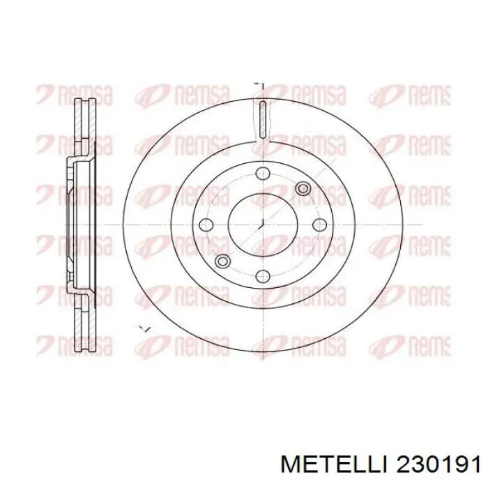 Freno de disco delantero 230191 Metelli