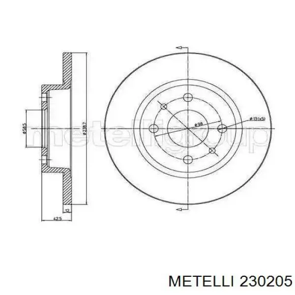 23-0205 Metelli диск тормозной передний