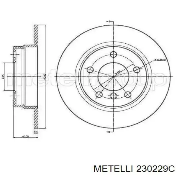 23-0229C Metelli диск тормозной задний