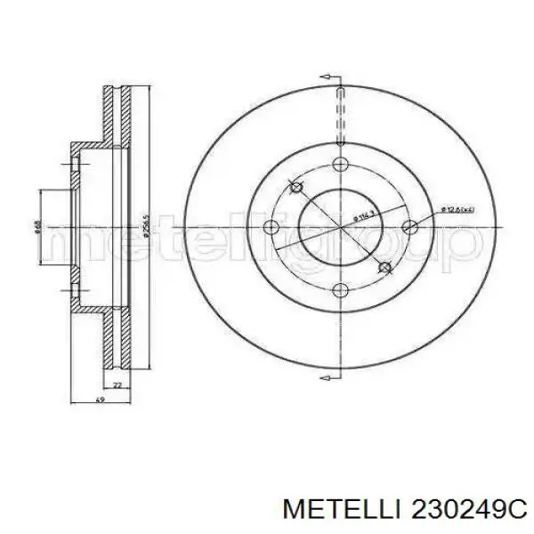 Передние тормозные диски 230249C Metelli