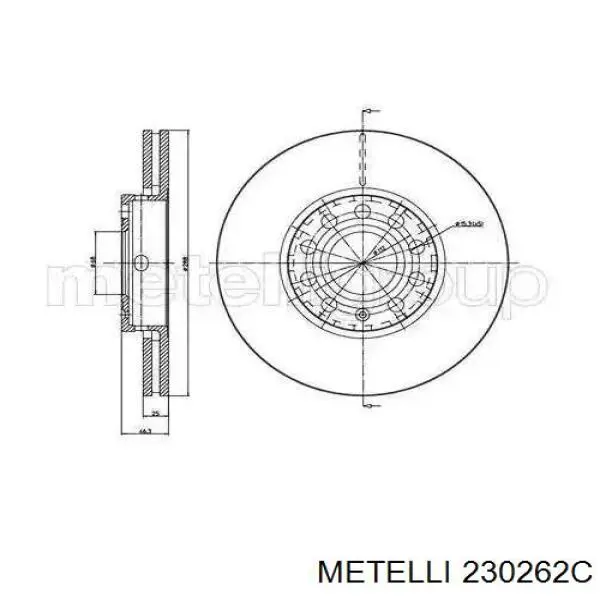 23-0262C Metelli диск тормозной передний