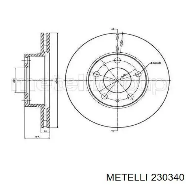 23-0340 Metelli диск тормозной передний