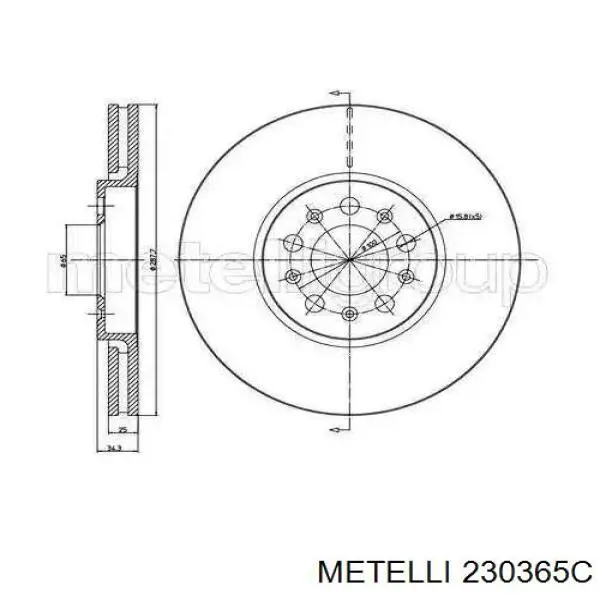 Передние тормозные диски 230365C Metelli