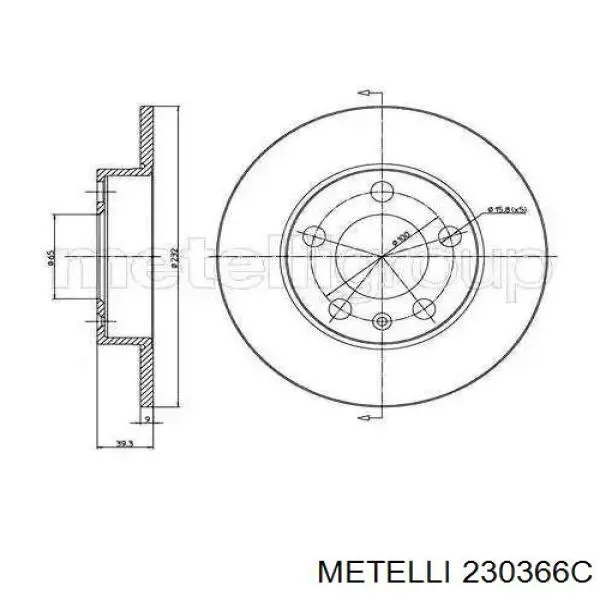 23-0366C Metelli disco do freio traseiro