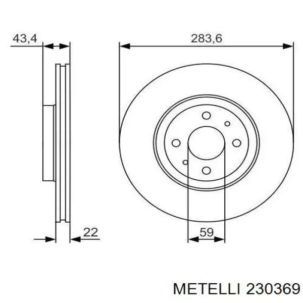 230369 Metelli диск тормозной передний