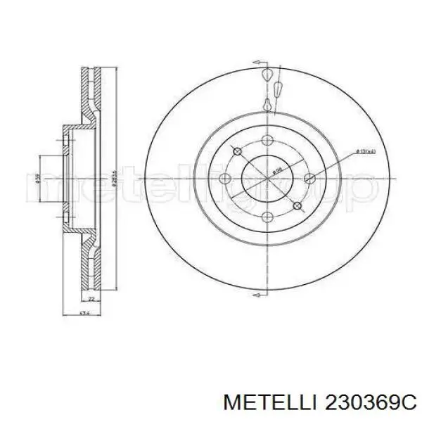23-0369C Metelli диск тормозной передний
