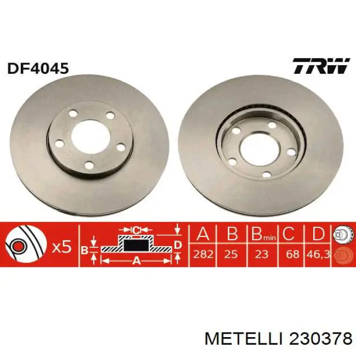 230378 Metelli диск тормозной передний