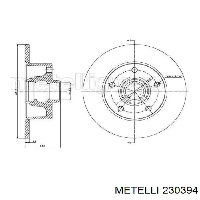 23-0394 Metelli диск тормозной задний