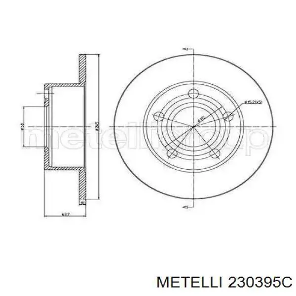 23-0395C Metelli диск тормозной задний