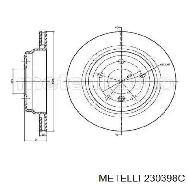23-0398C Metelli диск тормозной задний