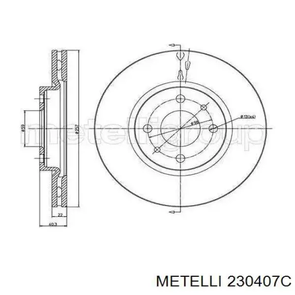 23-0407C Metelli диск тормозной передний