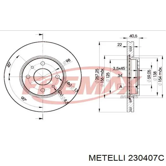 Передние тормозные диски 230407C Metelli