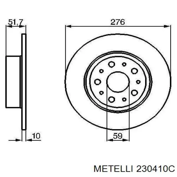 230410C Metelli диск тормозной задний