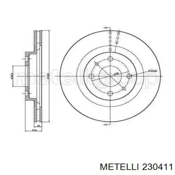 Передние тормозные диски 230411 Metelli