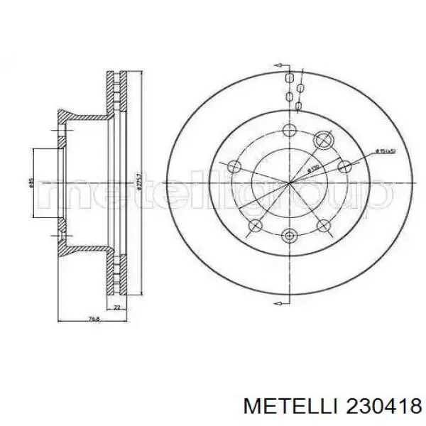 23-0418 Metelli диск тормозной передний