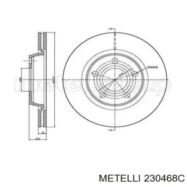 230468C Metelli disco do freio dianteiro