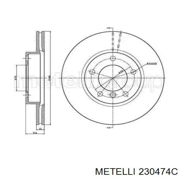 23-0474C Metelli диск тормозной передний
