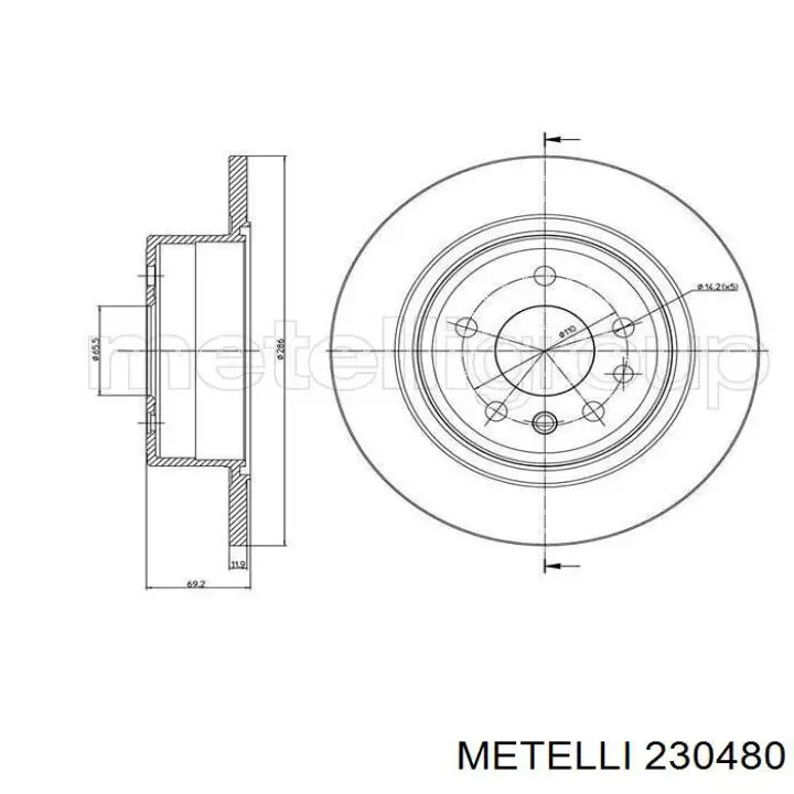 Тормозные диски 230480 Metelli