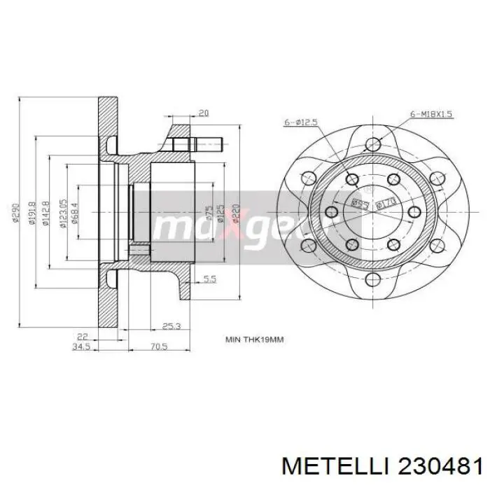 Передние тормозные диски 230481 Metelli