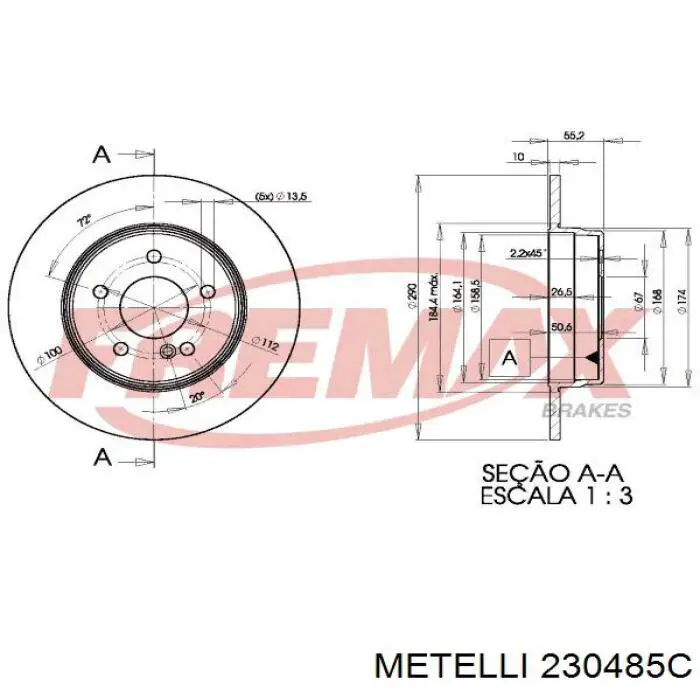 230485C Metelli Дисковый тормоз