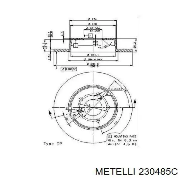 Задний тормозной диск Metelli 230485C цена, от 28.13 USD